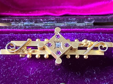 Antique Victorian 1900’s 15ct Gold Diamond & Ruby St… - Gem