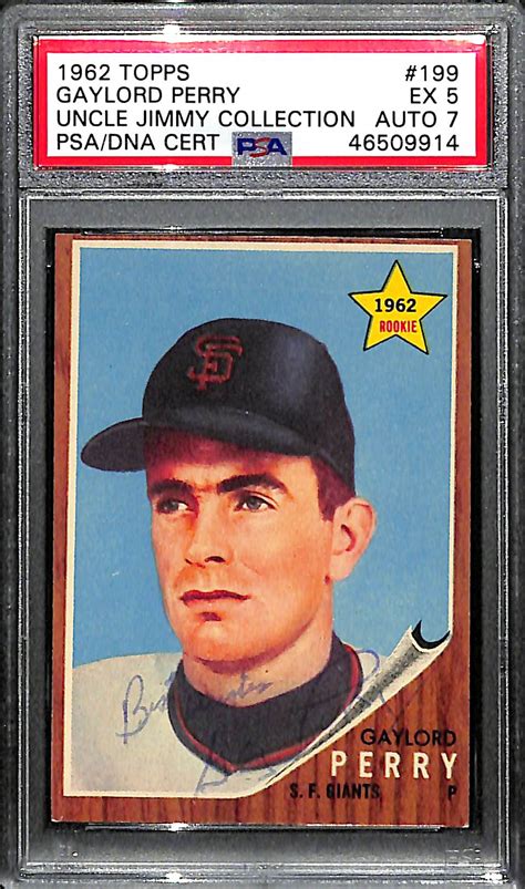 Lot Detail - Signed 1962 Topps Gaylord Perry Rookie #199 PSA 5 ...