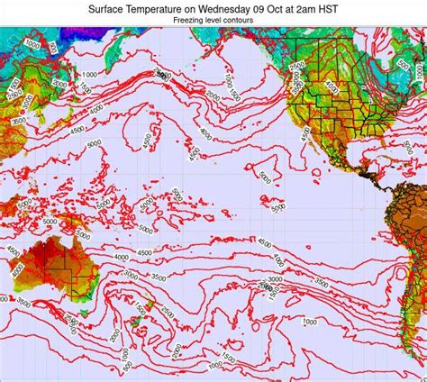 Pacific-Ocean Surface Temperature on Wednesday 15 Sep at 8pm HST