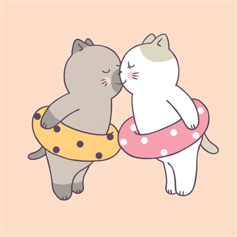 Download Cute Cartoon Cat Couple Wallpaper | Wallpapers.com