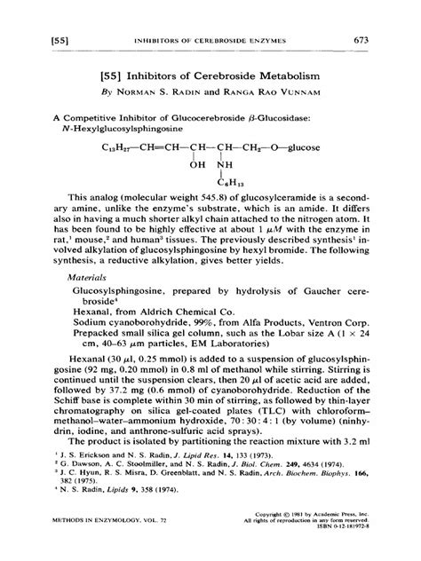 Inhibitors of Cerebroside Metabolism | PDF | Thin Layer Chromatography | Acetic Acid