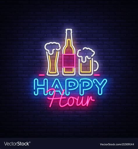 neon happy hour sign