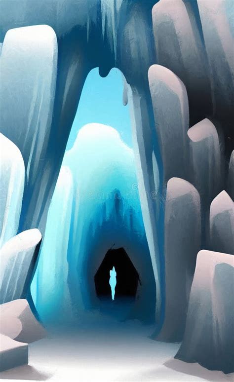 Ice Cave Entrance - Simplified Cartoonish Style Stock Illustration - Illustration of melting ...