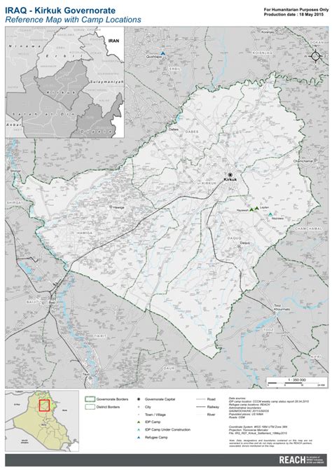 Iraq: Kirkuk Governorate - Reference Map with Camp Locations as of 18 May 2015 [EN/AR] - Iraq ...