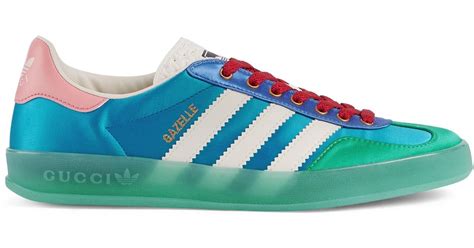 Gucci Silk Adidas X Women's Gazelle Sneaker in Blue | Lyst