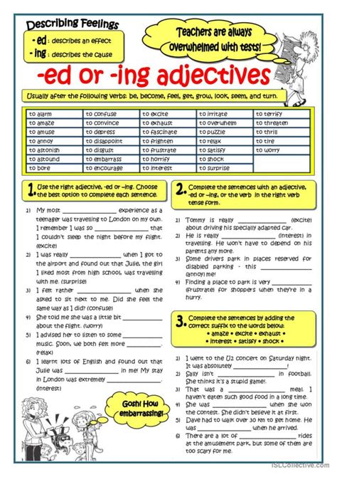 ADJECTIVES ENDING IN -ED OR -ING ge…: Português PLE apostilas pdf & doc