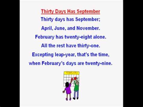 Thirty Days Has September (Rhymes and Songs) - YouTube