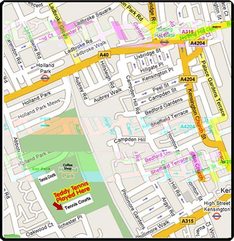 Holland Park Map of Teddy Tennis - Teddy Tennis United Kingdom