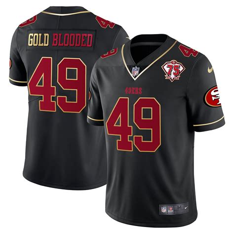 Gold Blooded 49Ers 75Th Anniversary Patch Vapor Gold Trim Jersey V3 ...