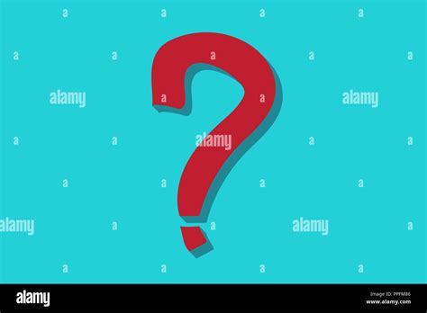 Question mark red color sign with shadow isolated on a blue cyan seamless background. Vector ...