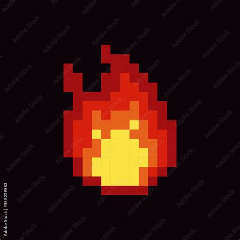 Fire Pixel Art Isolated on Purple Background Vector Stock-Vektorgrafik ...