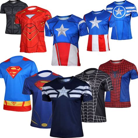 Mens Marvel Comics Superhero T-Shirt Costume Jersey Tee Running Rider Shirts Top #Unbranded # ...