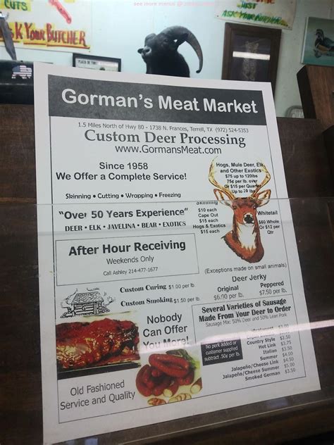 Online Menu of Gormans Meat Market Restaurant, Terrell, Texas, 75160 - Zmenu