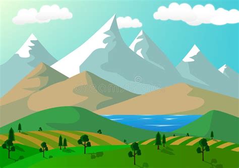 Snowy Mountain Cartoon Background Stock Illustration - Illustration of ...