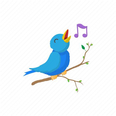 Animal, bird, cartoon, cute, note, sign, singing icon