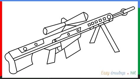 How to draw Barrett M82 Sniper Rifle step by step for beginners - YouTube