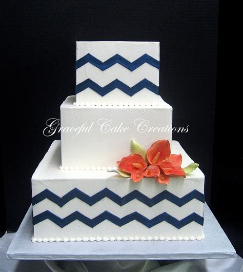 Simple And Elegant Square Wedding Cake with a Navy Blue Ch… | Flickr