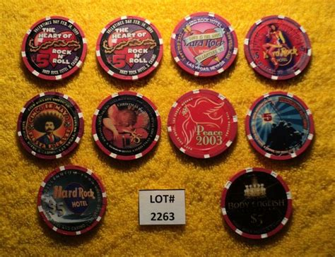 eBay #Sponsored Lot of (10) Hard Rock Casino Las Vegas $5.00 Chips NMT ...... AUCT#2263 | Hard ...