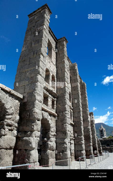 Roman ruins, Aosta, Piedmont, Italy Stock Photo - Alamy