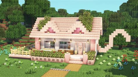 [Minecraft] How to Build a Cherry Blossom Cat House / Tutorial - YouTube