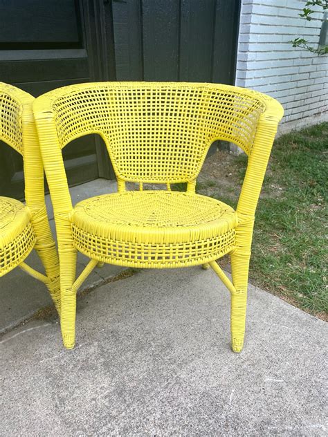 Miss RareWares! - WDIY MCM Rattan/Bamboo Patio Chairs (4) - Yellow I am ...