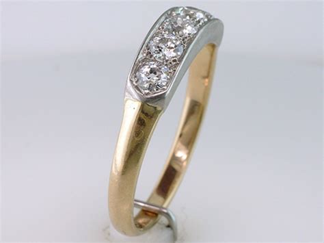 Vintage Antique Art Deco Diamond 14K/Platinum Wedding Ring Band | eBay