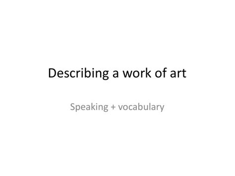 Vocabulary to Describe Art