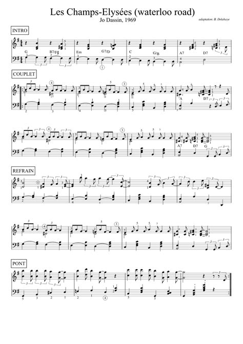 Les Champs élysées, piano-chant sheet music for Piano download free in PDF or MIDI