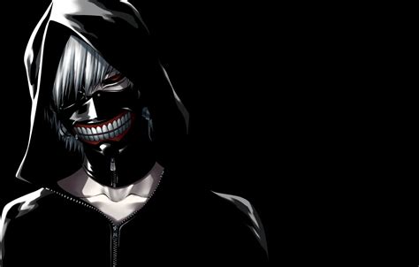 Wallpaper mask, hood, guy, white hair, red eye, Tokyo Ghoul, Ken Kanek ...