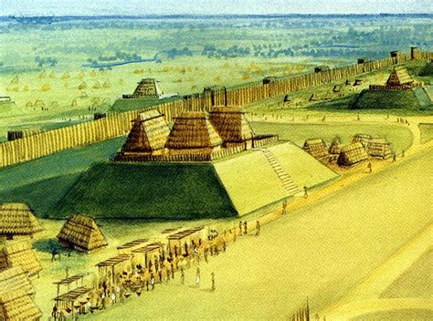 Cahokia Mounds with houses - Mississippian culture | Cahokia, Ancient origins, History facts ...