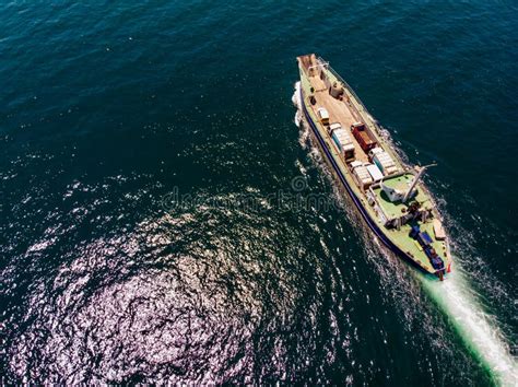 Aerial Drone View of Cargo Ship Carry Vehicles To the Island. Stock Photo - Image of ferry ...