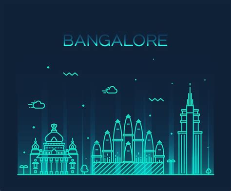 Premium Vector | Bangalore skyline, detailed silhouette. Trendy vector ...