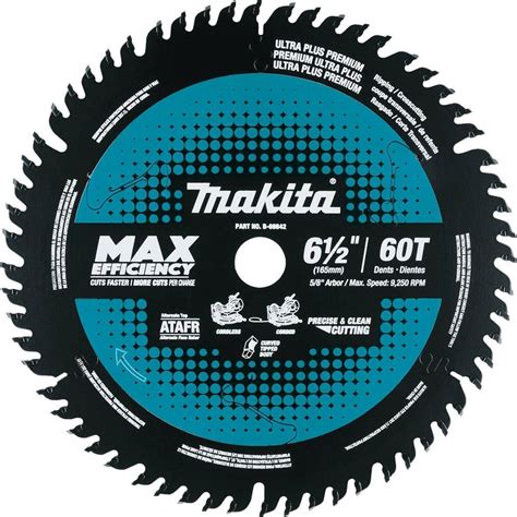 Makita 6-1/2 in. 60T Carbide-Tipped Max Efficiency Miter Saw Blade B ...