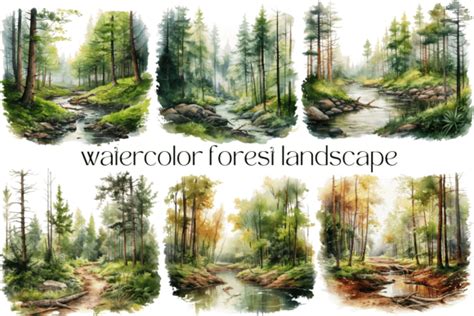 Watercolor Forest Landscape Graphic by Digital Xpress · Creative Fabrica