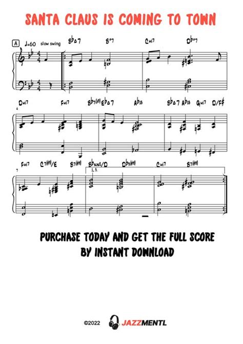 Santa Claus Is Coming To Town - (Jazz Piano Sheet Music PDF, MIDI, and MP3)