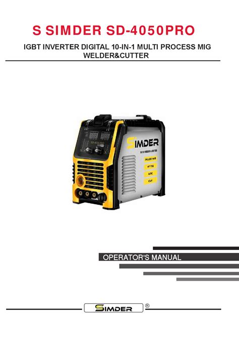 SIMDER SD-4050PRO OPERATOR'S MANUAL Pdf Download | ManualsLib