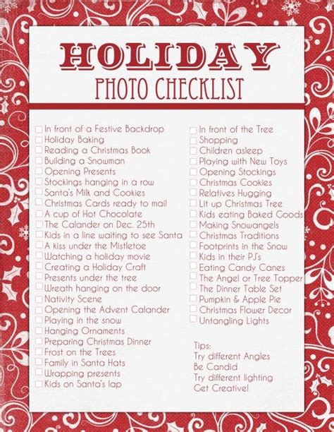 Holiday Checklist- FREE! | Christmas checklist, Holiday checklist, Christmas photography