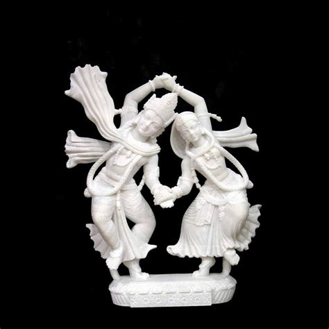 White Plain Marble Radha Krishna Dancing Statue, For Worship, Size: 21 ...