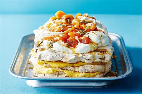 Maggie Beer's dried apricot pavlova with apricot curd - Recipes - delicious.com.au