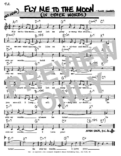 Fly Me To The Moon (In Other Words) sheet music by Frank Sinatra (Real Book - Melody, Lyrics ...