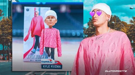 Wizards star Kyle Kuzma’s perfect reaction to bobblehead of his viral pink sweater outfit ...