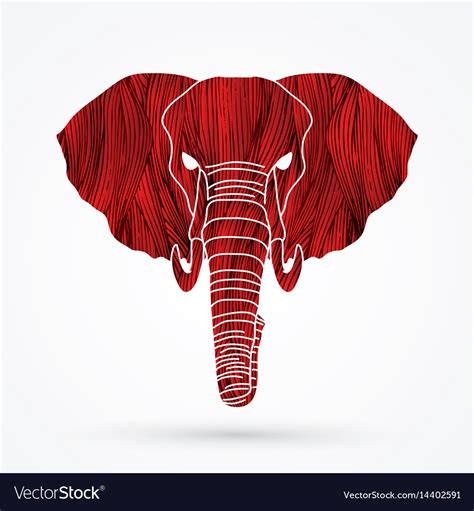 Angry elephant head front view Royalty Free Vector Image