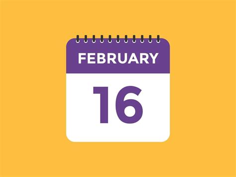 february 16 calendar reminder. 16th february daily calendar icon template. Calendar 16th ...