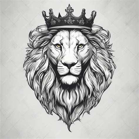 Premium Photo | Lion head with crown elegant and noble logo black and white sticker seal