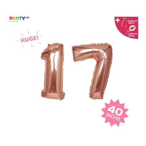 17th Rose Gold Number Balloon 17th Birthday Party Decorations Balloons ...