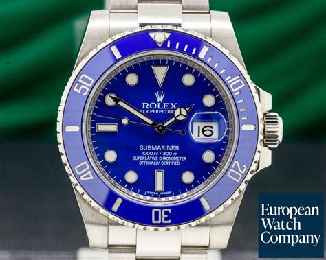 Rolex 116619LB Submariner 18K White Gold Blue Dial (31170) | European ...