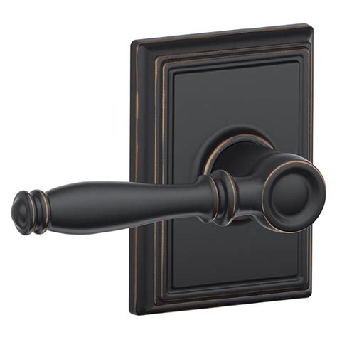 Schlage F Decorative Birmingham x Addison Aged Bronze Reversible Passage Door Handle in the Door ...