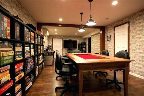 a room that has a pool table in the center and many books on the shelves