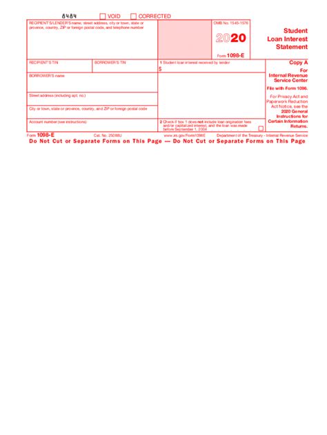 2020 Form IRS 1098-E Fill Online, Printable, Fillable, Blank - pdfFiller