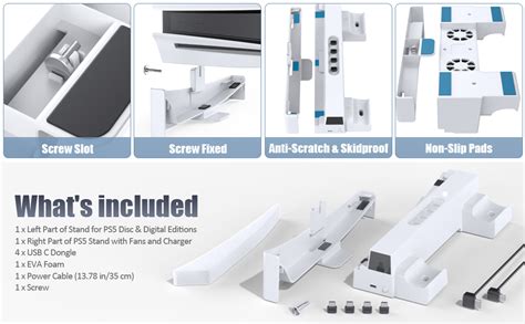PS5 Horizontal Stand with Cooling Fan and PS5 Controller Charger for ...